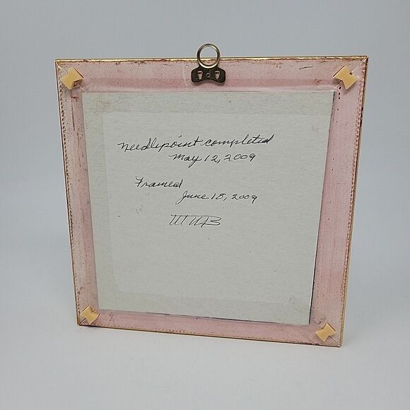 Cross-stitch Cat Needlepoint Hand Made Finished Portrait Completed 4.5"x 4.5" - Picture 4 of 12